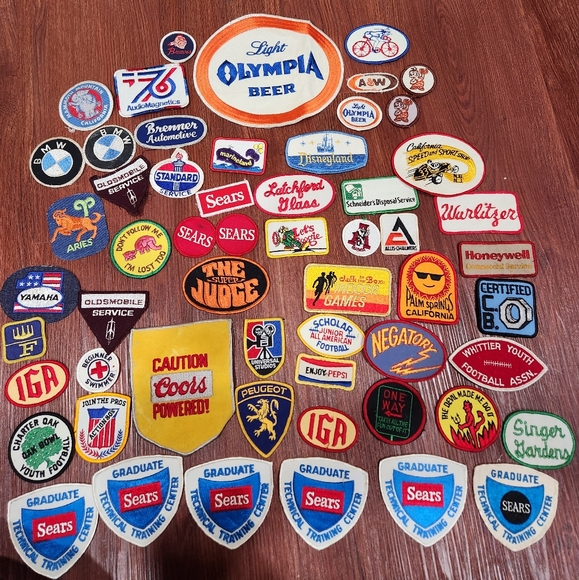 Vintage 70s 80s Patches Car Oil Disneyland Sears Beer Soda Boy Scouts Motorcycle - Picture 2 of 7